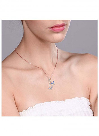 925 Sterling Silver Tanzanite Studded Butterfly Pendant