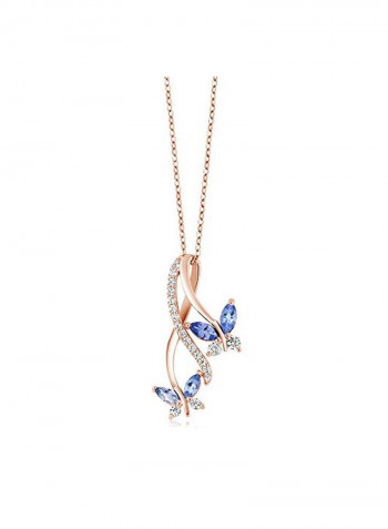 925 Sterling Silver Tanzanite Studded Butterfly Pendant