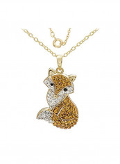 Sterling Silver Swarovski Studded Fox Pendant Necklace