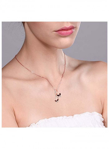 18 Karat Gold Plated 925 Sterling Silver 1.21 Ct Garnet Studded Butterfly Pendant Necklace