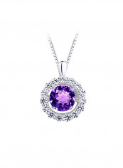 925 Sterling Silver Amethyst And Sapphire Pendant Necklace