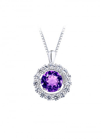 925 Sterling Silver Amethyst And Sapphire Pendant Necklace