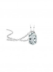 925 Sterling Silver Aquamarine Studded Pendant Necklace