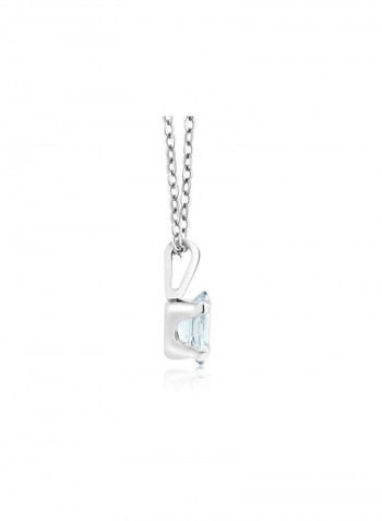 925 Sterling Silver Aquamarine Studded Pendant Necklace