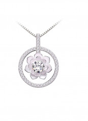 925 Sterling Silver Cubic Zirconia Studded Pure Love Pendant Necklace