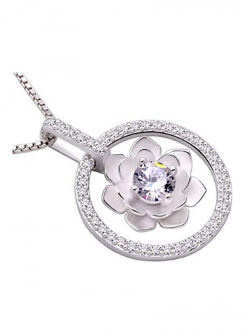 925 Sterling Silver Cubic Zirconia Studded Pure Love Pendant Necklace