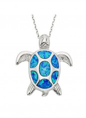 925 Sterling Silver Opal Studded Pendant Necklace