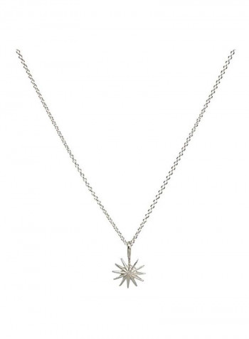 925 Sterling Silver Starburst Charm Pendant Necklace