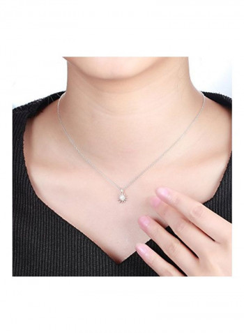 925 Sterling Silver Starburst Charm Pendant Necklace