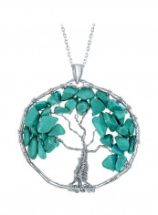925 Sterling Silver Turquoise Studded Tree Of Life Pendant Necklace