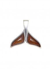 925 Sterling Silver Whale Tail Shaped Pendant Necklace