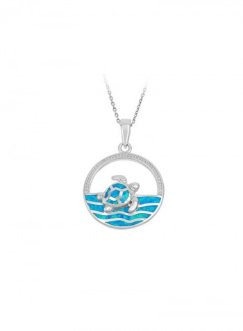 925 Sterling Silver With Opal Pendant Necklace