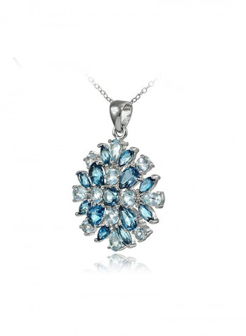 925 Sterling Silver With Topaz Pendant Necklace