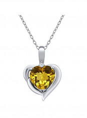 925 Sterling Silver Yellow Citrine And White Topaz Studded Pendant Necklace