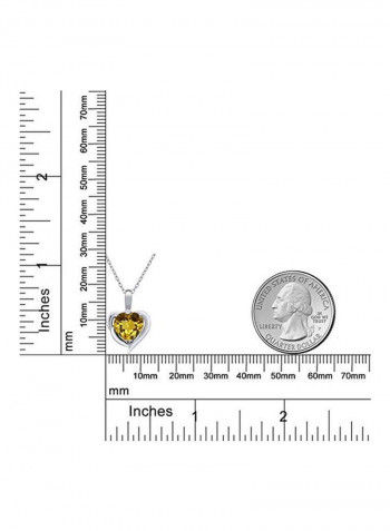 925 Sterling Silver Yellow Citrine And White Topaz Studded Pendant Necklace