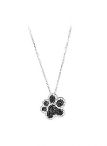 Sterling Silver CZ Dog Paw Pendant Necklace