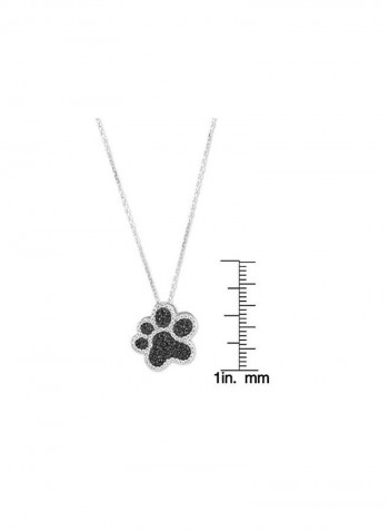 Sterling Silver CZ Dog Paw Pendant Necklace