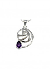 925 Sterling Silver Amethyst Studded Pendant Necklace