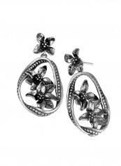 925 Sterling Silver Multi Floral Dangle Earrings