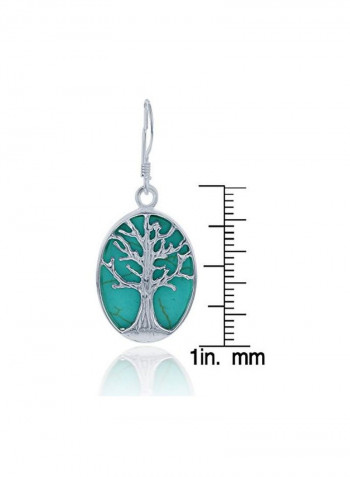 925 Sterling Silver Turquoise Studded Dangle Earrings