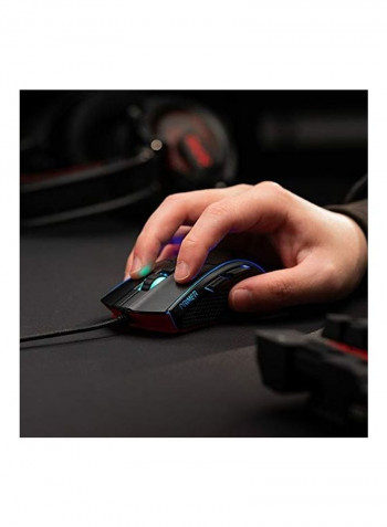 ماوس ألعاب سلكي برايمر بإضاءة متعددة الألوان RGB ومفاتيح ميكانيكية ومقابض جانبية مطاطية