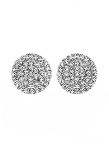 925 Sterling Round Crystal Stud Earrings