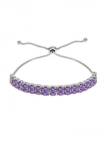 925 Sterling Silver Amethyst Studded Bracelet