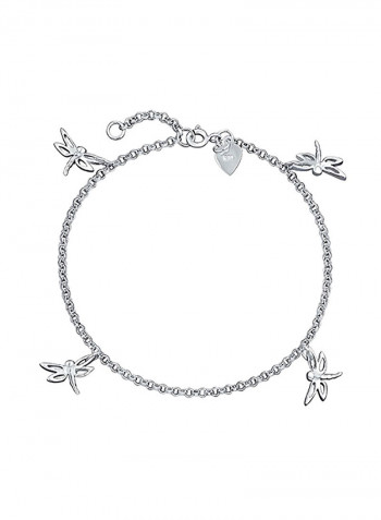 925 Sterling Silver Dragonfly Dangle Charm Anklet Bracelet