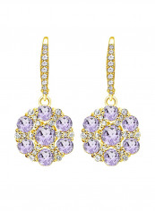 925 Sterling Silver Flower Dangle Earrings With Amethyst And Topaz