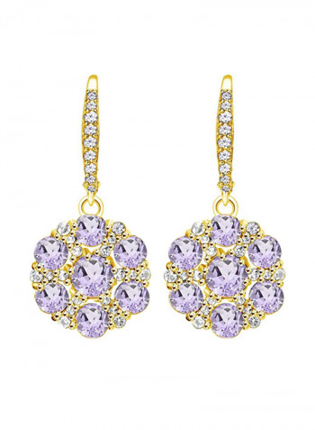 925 Sterling Silver Flower Dangle Earrings With Amethyst And Topaz