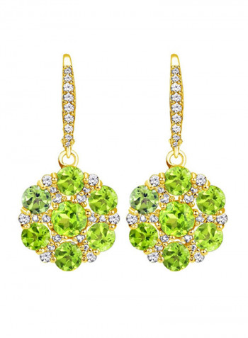 925 Sterling Silver Topaz Flower Dangle Leverback Earrings With Peridot