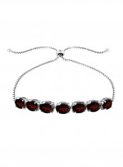 Oval-Cut Garnet Sterling Silver Bracelet