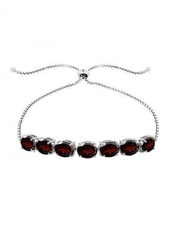 Oval-Cut Garnet Sterling Silver Bracelet