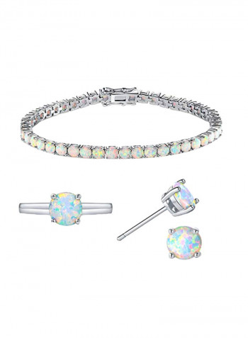 18 Karat Gold Plated Opal Tennis Jewellery Set