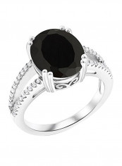 4.48 Ct Oval Black Onyx 925 Sterling Silver Ring