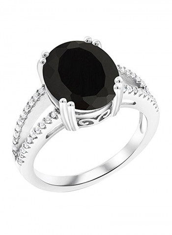 4.48 Ct Oval Black Onyx 925 Sterling Silver Ring