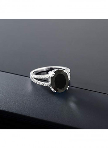 4.48 Ct Oval Black Onyx 925 Sterling Silver Ring