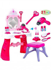 21-Piece Vanity Beauty Dresser Table Play Set 18x14x8inch