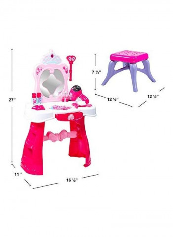 21-Piece Vanity Beauty Dresser Table Play Set 18x14x8inch