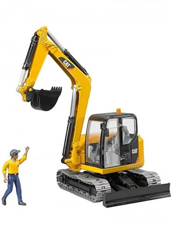 Cat Mini Excavator With Worker
