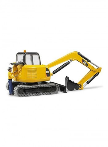 Cat Mini Excavator With Worker