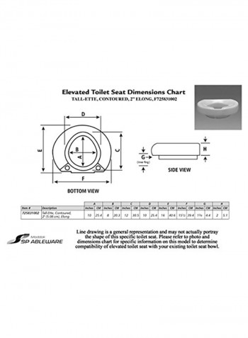 Elevated Toilet Seat White 16.5x6.8x15.5inch