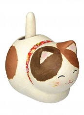 Maneki Neko Decorative Figure White/Red/Brown 3.54x5.31x6.5inch