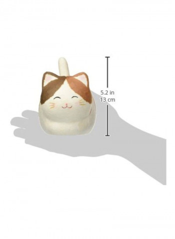 Maneki Neko Decorative Figure White/Red/Brown 3.54x5.31x6.5inch