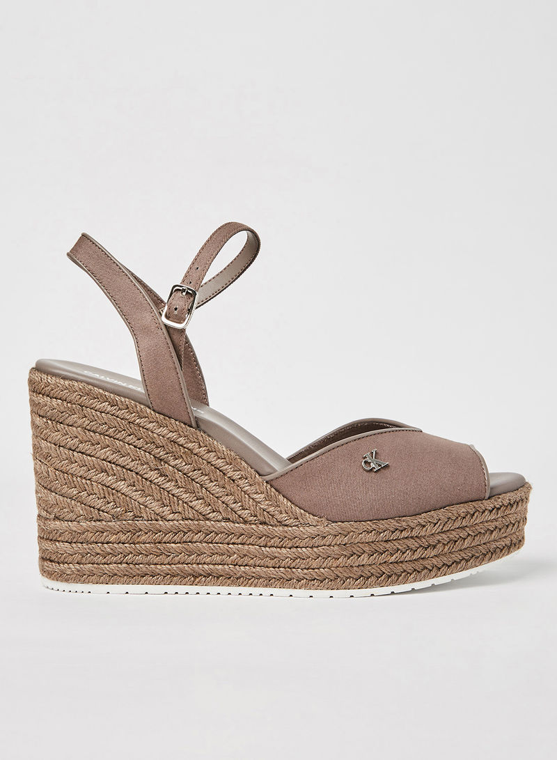 Ankle Strap Wedge Sandals Dusty Brown