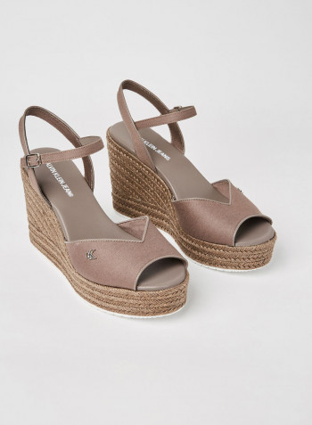 Ankle Strap Wedge Sandals Dusty Brown