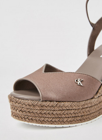 Ankle Strap Wedge Sandals Dusty Brown