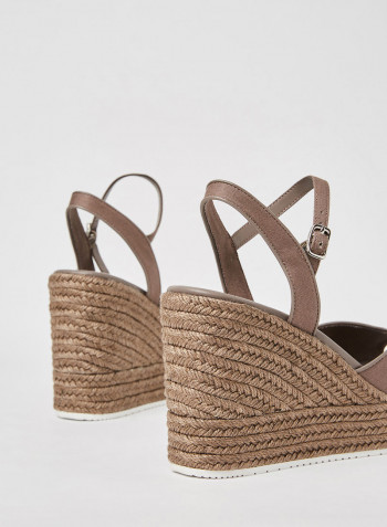Ankle Strap Wedge Sandals Dusty Brown