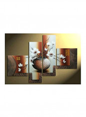 4-Piece Decorative Wall Paiting White/Brown/Grey