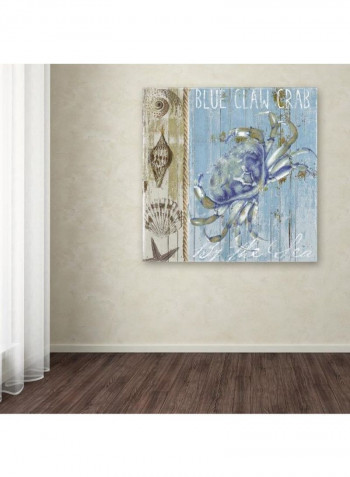 Blue Crab I Canvas Wall Art Multicolour 14 x 14inch